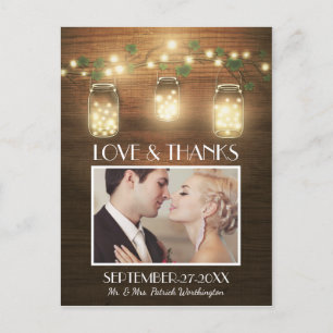 Foto Rustic Mason Jar Vielen Dank Karten Postkarte