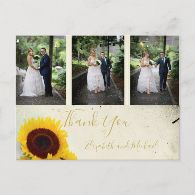Foto Rustic Sonnenblume Elegante Hochzeit Vielen D Postkarte (Vorderseite)