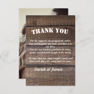 Foto Rustic Wood Country Wedding Dankeskarte