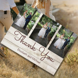 Foto Rustic Wood Floral Wedding Vielen Dank Dankeskarte