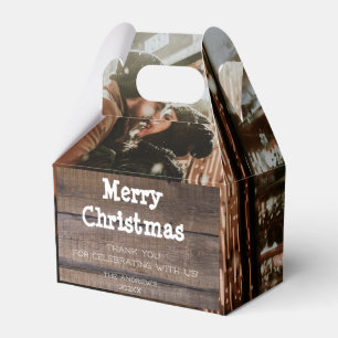 Foto Rustic Wood Frohe Weihnachtsfeier Geschenkschachtel