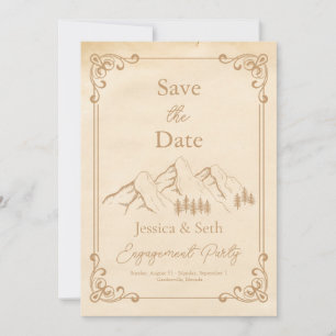 Foto Rustic Woods Mountain Sketch Verlobung Save The Date