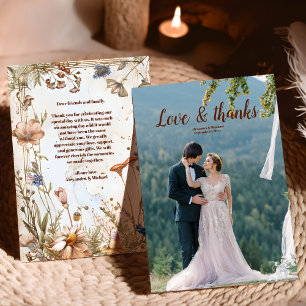 Foto Rustikale Watercolor-Hochzeit Dankeskarte