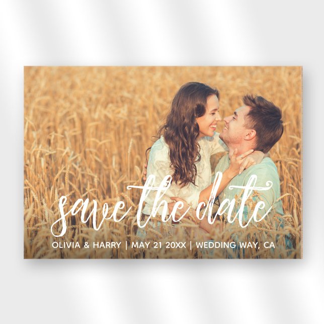 Foto Rustikales Elegantes Modernes Save the Date Acryleinladungen (Stylishly Personalize with Your Custom Photo and Wedding Information.)