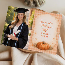 Foto Rustikales Gingham-Kürbis Herbst-Abschlussfei