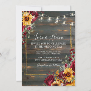 Foto Rustische Rose und Aster QR Code Hochzeit Einladung