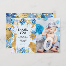 Foto Safari Blue 1. Geburtstag Dankeschön Karte