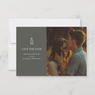 Foto Sage Green Boho Monogram Save the Date