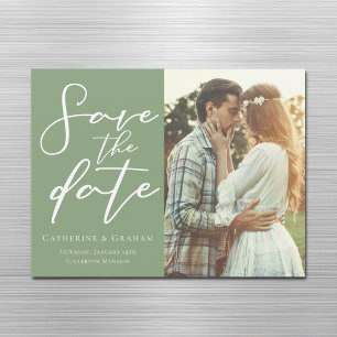 Foto "Sage Green Couple" Speichern Sie die Date Ma Magnetkarte