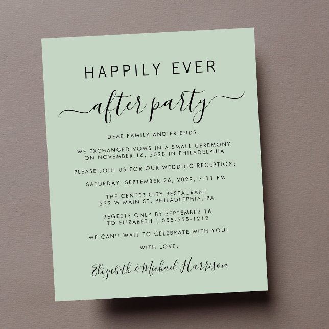 Foto Sage Hochzeit Einladung (A chic budget-friendly Happily Ever After Party invitation for your wedding celebration)