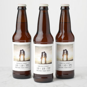 Foto SAVE THE DATE Bier-Etikett weiß Bierflaschenetikett