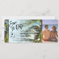 Foto Save the Date Boarding Pass Palm Einladung