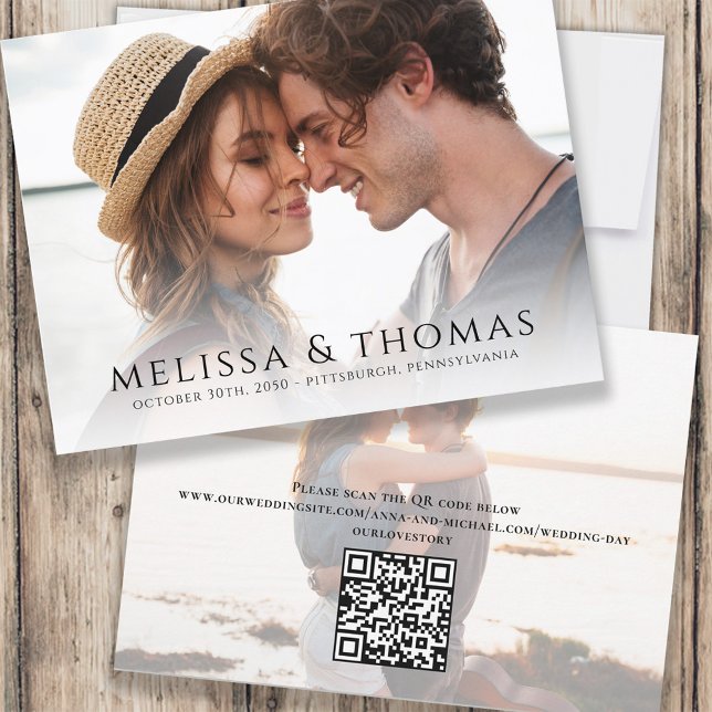 Foto Save the Date Einfach Minimalistischer QR-Cod (Von Creator hochgeladen)