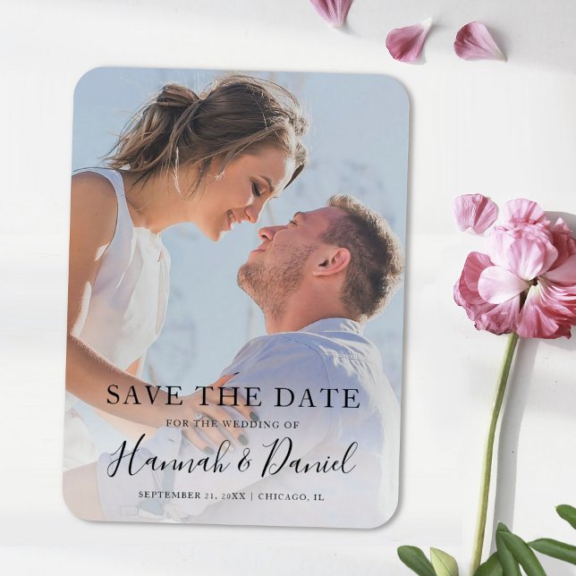 Foto Save the Date Einfache moderne Schrift Magnet (Von Creator hochgeladen)