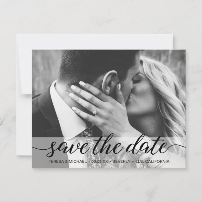 Foto Save the Date elegante Skriptwebsite Hochzeit (Vorderseite)