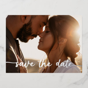 Foto Save the Date Foil Postcard - Silber Folien Feiertagspostkarte