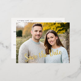 Foto "Save the Date" Foil Text Postkarte