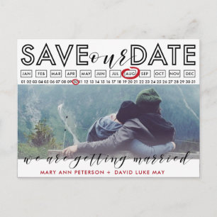 Foto Save the Date Foto Postkarte mit Kalender