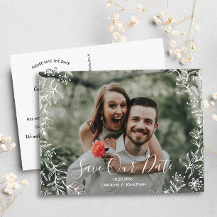 Foto Save the Date Handgezeichnet Petite Blume Postkarte