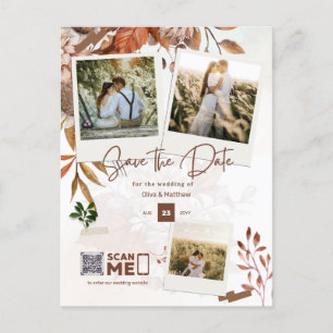 FOTO Save the Date, Hochzeit im Herbst QR-CODE für Postkarte