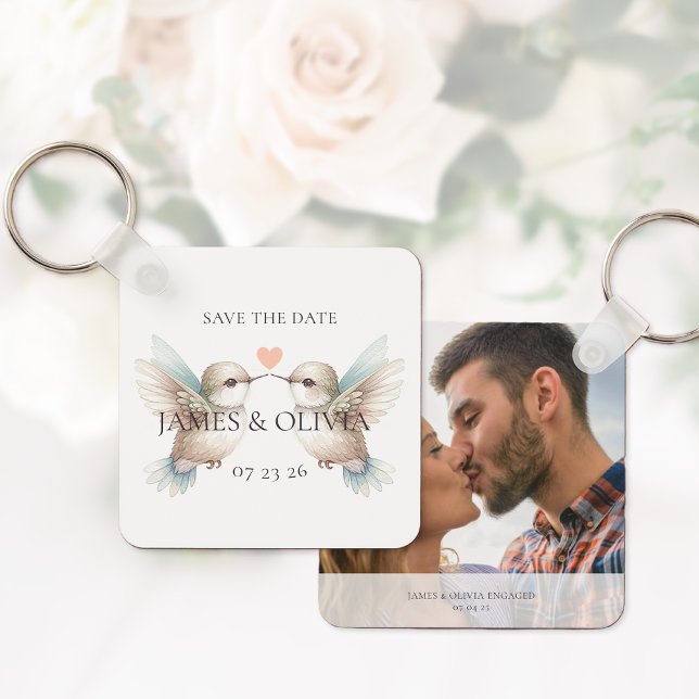 Foto Save the Date Hochzeit Schlüsselanhänger (Photo Save the Date Wedding Themed Keychain)