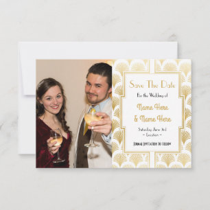 Foto Save the Date Hochzeitsfeier Art Déco der 20e