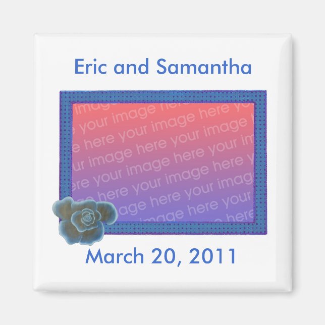Foto Save the Date Hochzeitsmagnete, blaue Rose Magnet (Vorne)