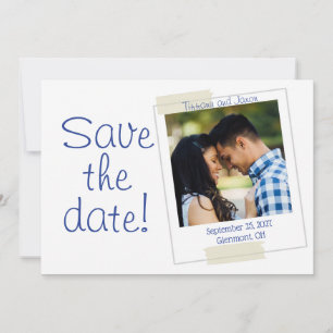 Foto Save the Date in Blau und Weiß Einladung