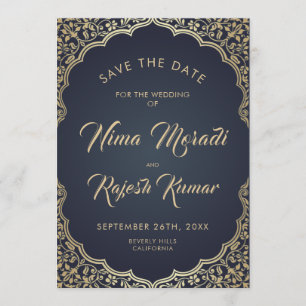 Foto Save the Date, Indische Hochzeit, Blau und Go Date