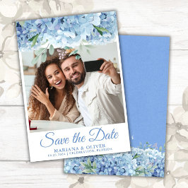 Foto Save the Date Karte Blue Hydrangeas Floral