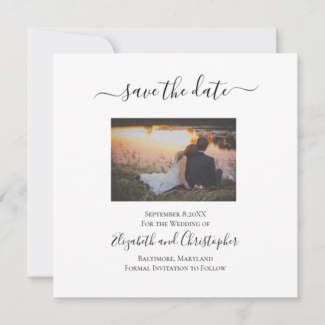 Foto Save the Date Karte Elegante Formal Trendy (Vorderseite)