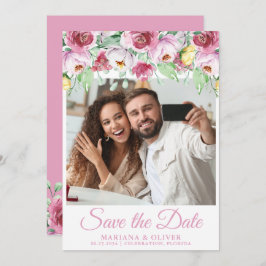 Foto Save the Date Karte Rosa Blume