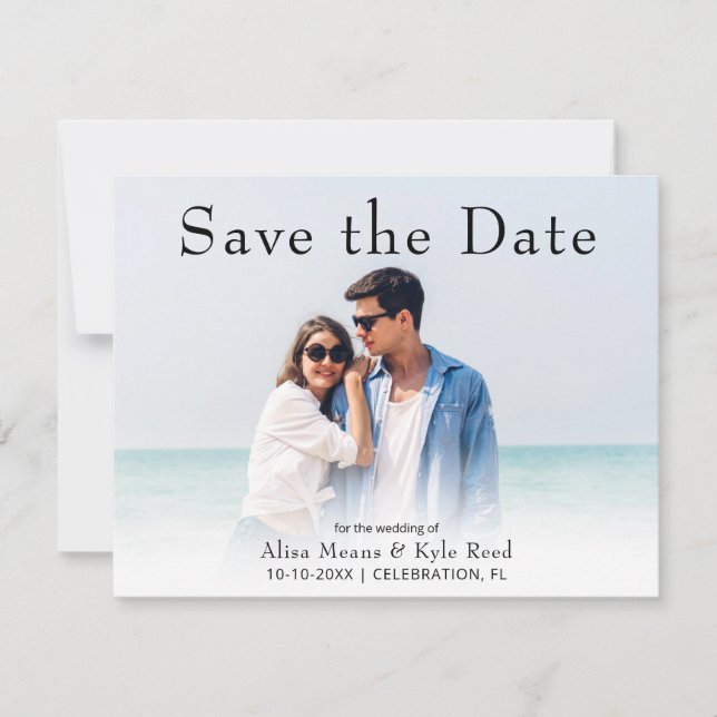 Foto Save the Date Moderne Hochzeitskarte (Vorderseite)