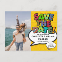 Foto Save the Date Modernes Fun Comic Buch