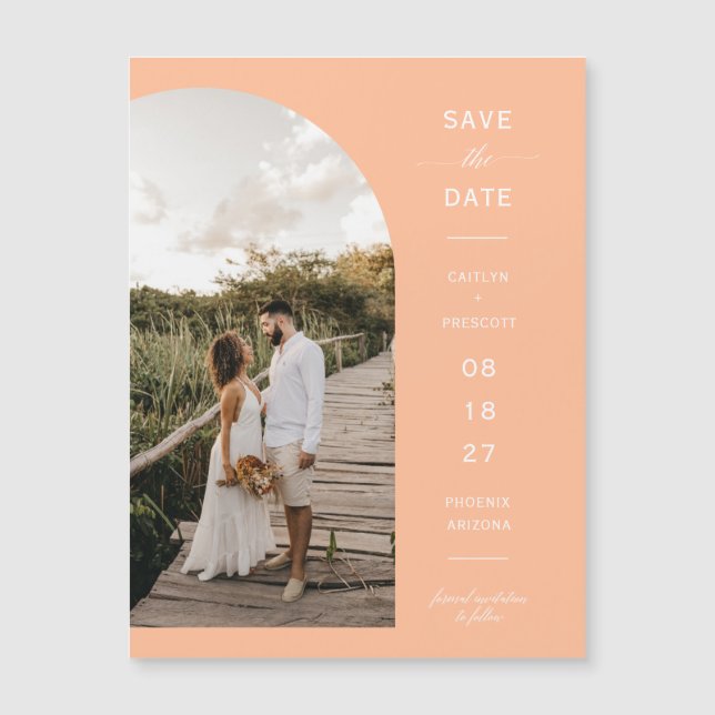 Foto Save the Date Peach Arch Magnetkarte (Vorderseite)