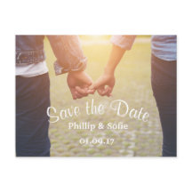 Foto Save the Date rustikale Postkarte - Händchen