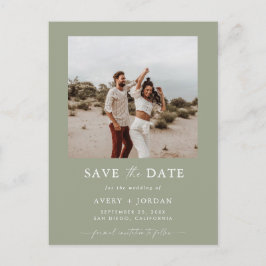 Foto Save the Date, Sage Green Boho Save the Date Postkarte