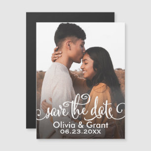 Foto Save the Date   Stilschrift Magneteinladung