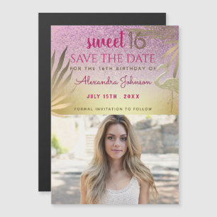Foto Save the Date Sweet 16 Pink Gold Magneteinladung