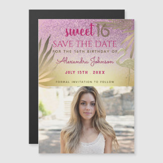 Foto Save the Date Sweet 16 Pink Gold Magneteinladung