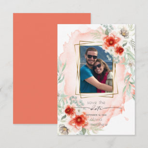 Foto Save the Date Wasserfarbe Kühe Korallen Blume Einladung