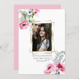 FOTO SAVE THE DATE | Wasserfarbe Rosa Mohn Einladung