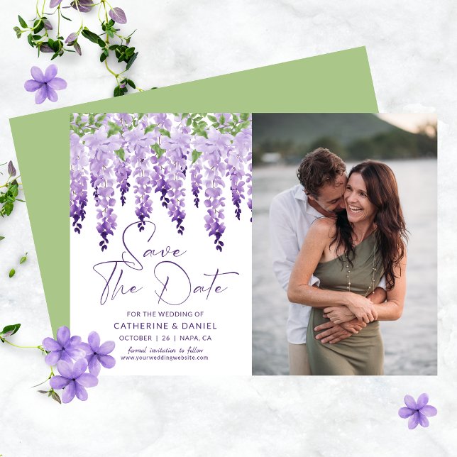 Foto Save the Date Watercolor Wisteria Wedding (Von Creator hochgeladen)
