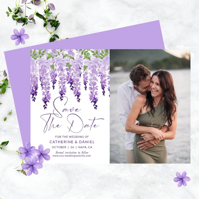 Foto Save the Date Watercolor Wisteria Wedding (Von Creator hochgeladen)