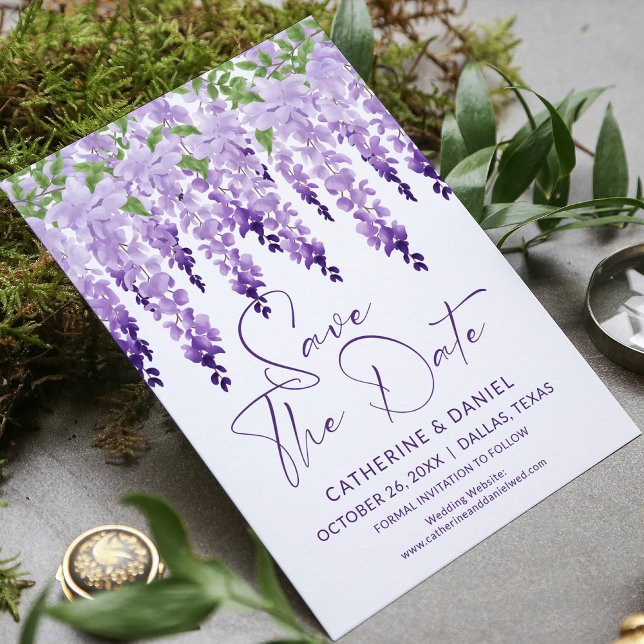 Foto Save the Date Watercolor Wisteria Wedding (Von Creator hochgeladen)