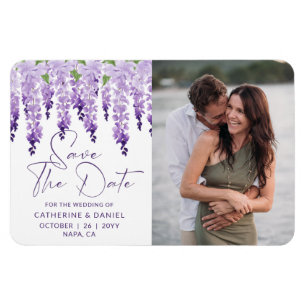 Foto Save the Date Watercolor Wisteria Wedding Magnet