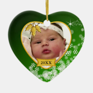 Foto-Schneeflocke des Babys erste Weihnachts Keramikornament