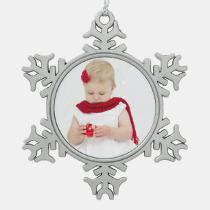 Foto Schneeflocken Zinn-Ornament