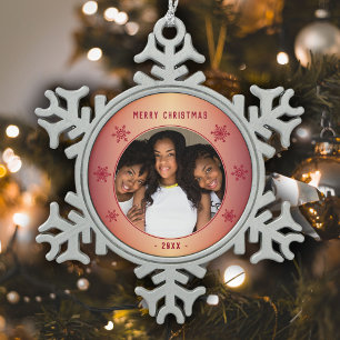 Foto Schneeflocken Zinn-Ornament