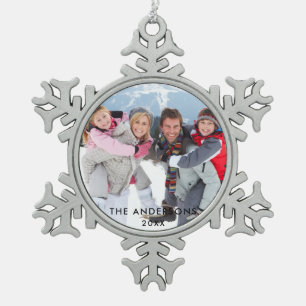 Foto Schneeflocken Zinn-Ornament